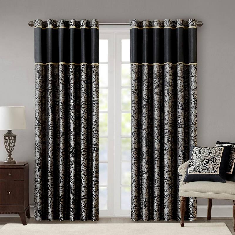 Jacquard Curtain Panel Pair(2 Pcs Window Panels) - Multicolor-1