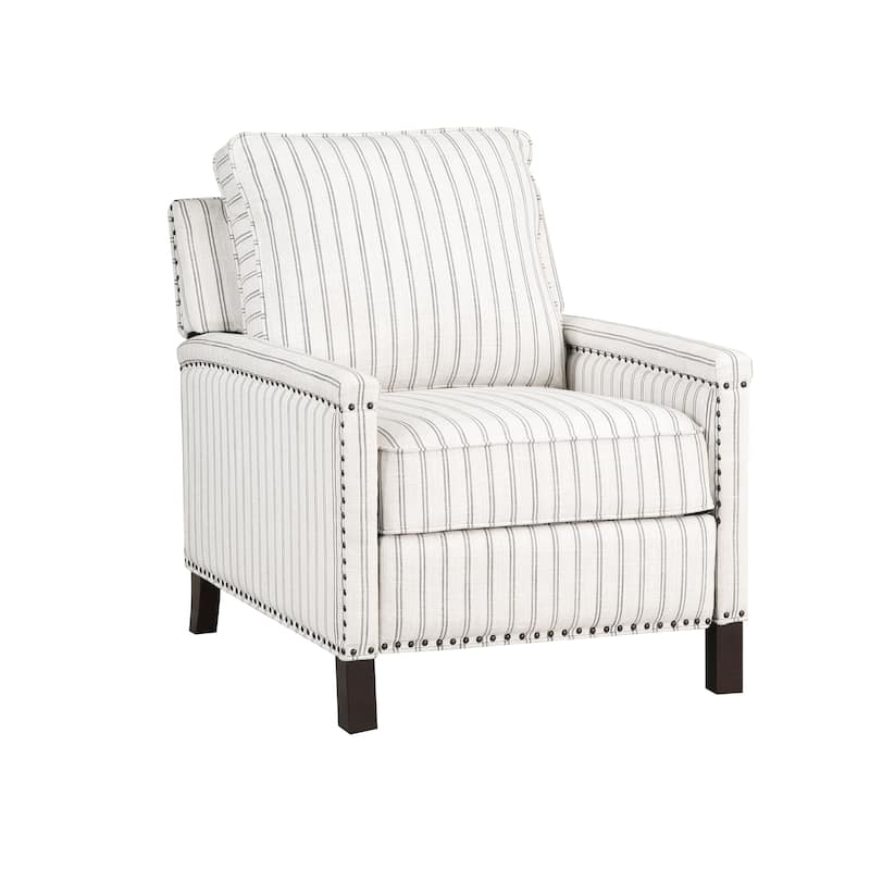 Ferron Fabric Push Back Reclining Chair - Beige/Gray Striped