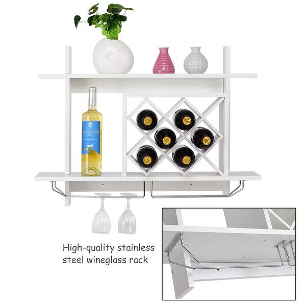 Shop Gymax Wall Mount Wine Rack W Glass Holder Storage Shelf