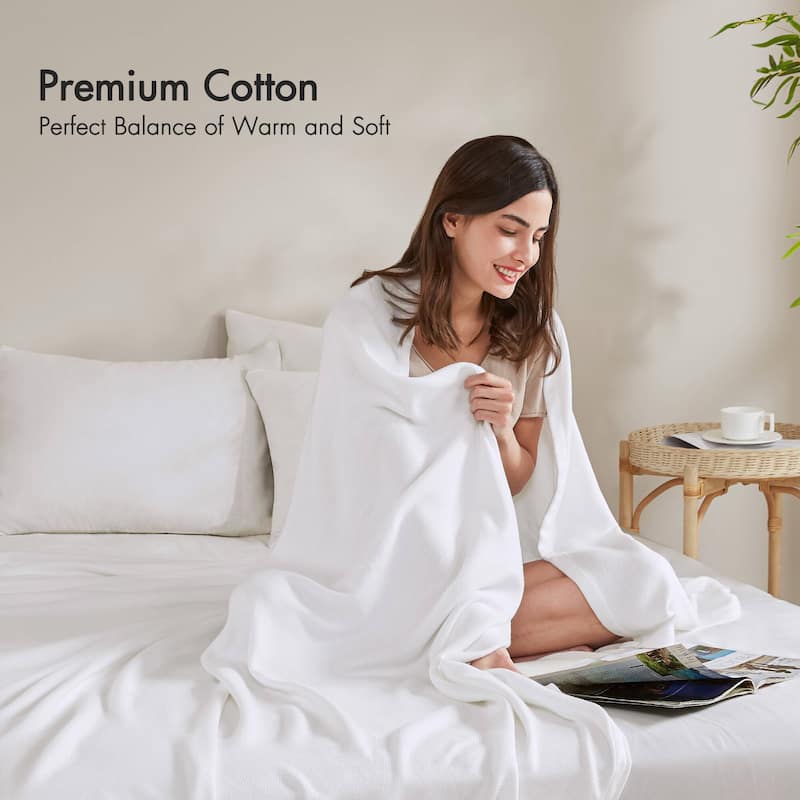 Chelsea Square Rayon from Bamboo Cooling Cotton Lightweight Blanket for Summer Spring