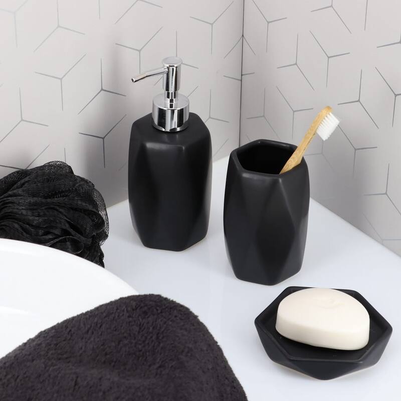 Diamond Bath Set Accessories White or Black