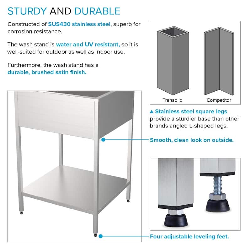 Transolid TRS_K-EWS-2422S Contemporary Laundry Washstand 24" Free