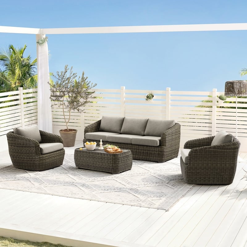 Spruce & Spring Patio Wicker Furniture Set Outdoor Rattan Bistro Set