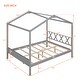 preview thumbnail 36 of 36, Full Size Wood House Bed with Storage Space and Roof