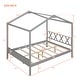 preview thumbnail 11 of 11, Gray Full Size Wood House Bed with Storage Space and Roof