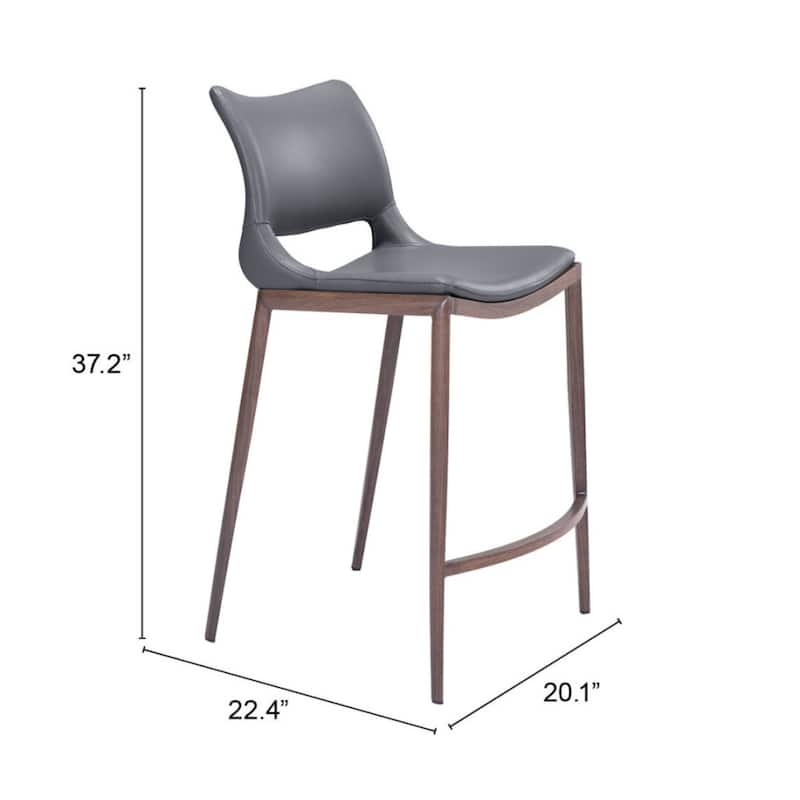 Set of 2 Faux Leather Counter Height Bar Stools with Footrest - 22.4” x 20.1” x 37.2”