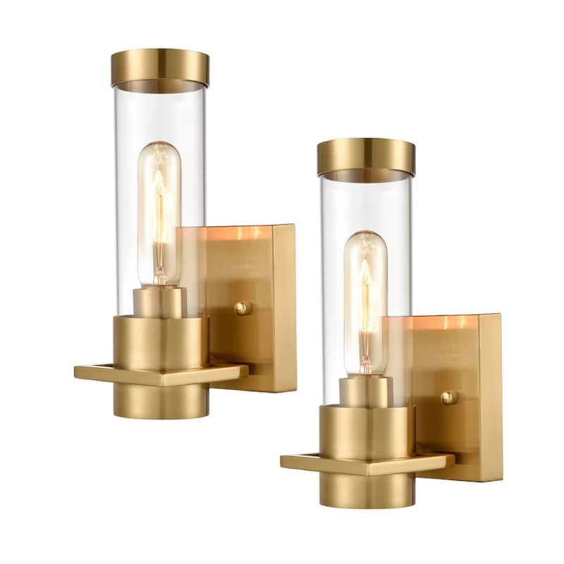 Clara Modern Wall Sconce with Cylinder Clear Glass Shade Set of 2