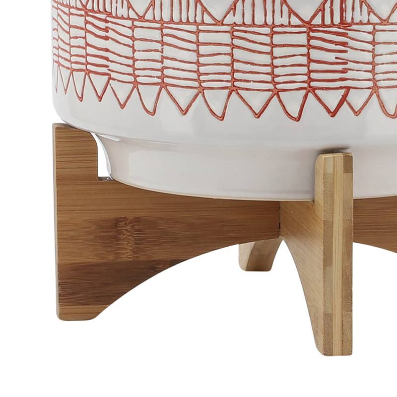 Sagebrook Home Abstract Ceramic Planter on Stand Indoor/Outdoor