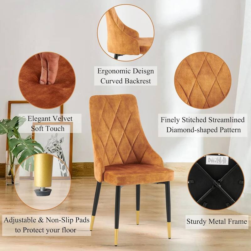 Howtai Velvet Home Kitchen Dining Chairs Upholstered Backrest