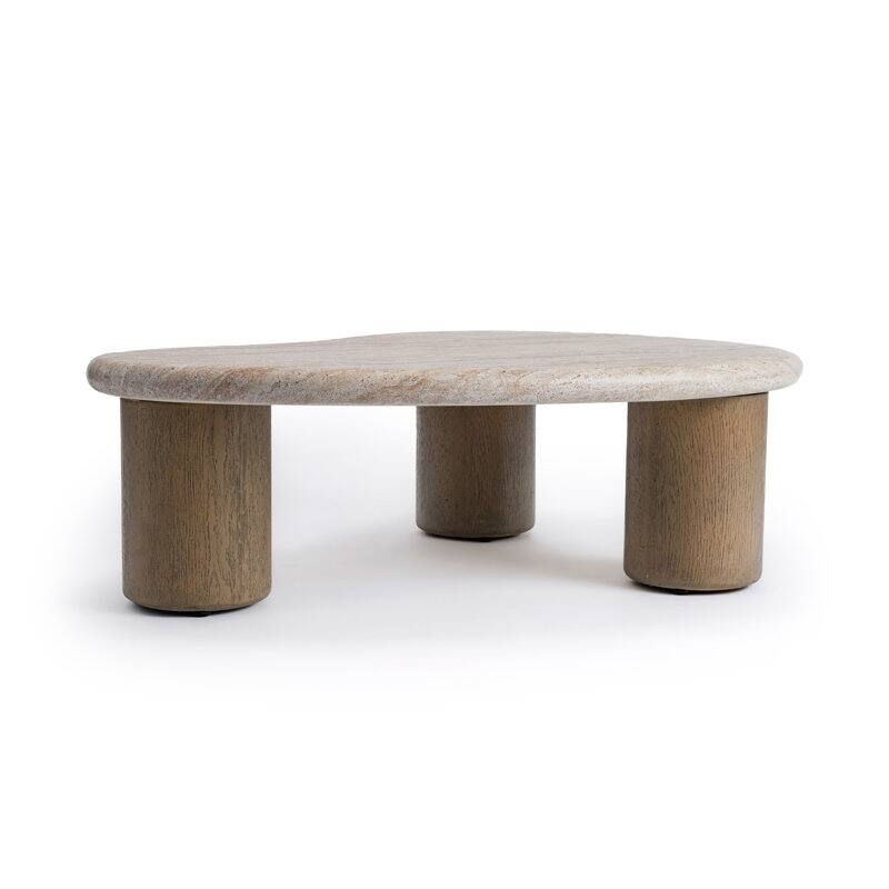 Studio London Coffee Table with Travertine Effect Concrete Top and Faux Wood Leg