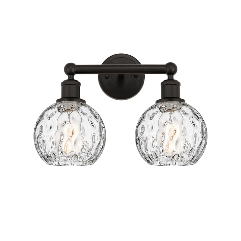 Innovations Lighting 616-2W-11-15 Athens Vanity Athens Deco Swirl 2 - Oil Rubbed Bronze / Clear Water Glass