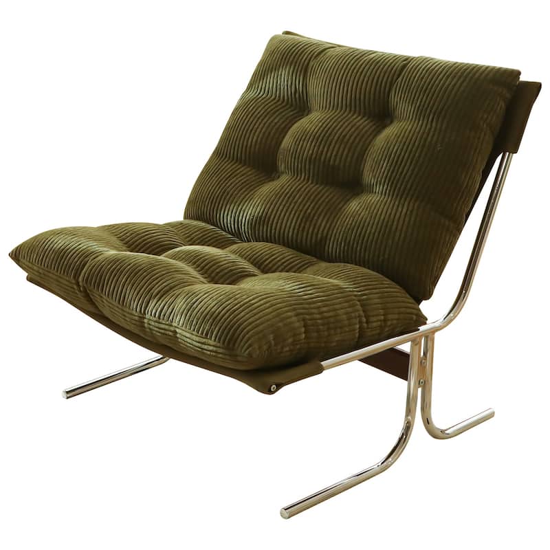 Modern Upholstered Accent Chair with Chrome Metal Frame for Living Room & Office