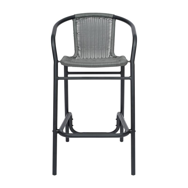 2 Pack All-Weather Commercial Paris Chairs with Arms and metal Frames