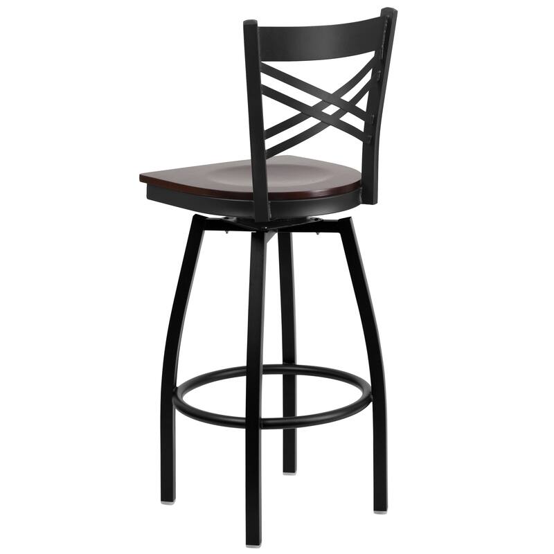 2 Pack ''X'' Back Swivel Metal Barstool - 16.5"W x 20.5"D x 44.5"H - 16.5"W x 20.5"D x 44.5"H