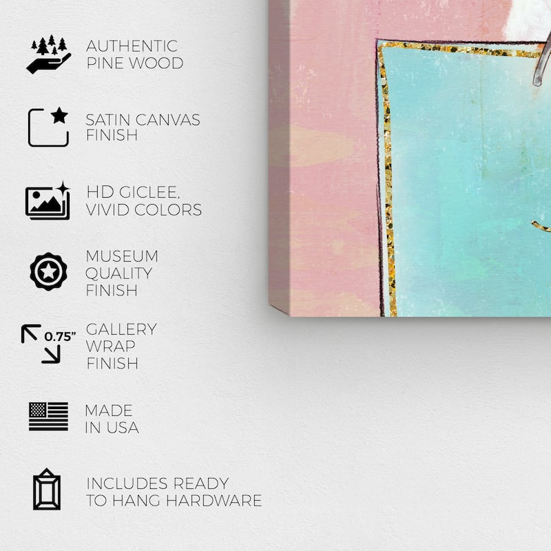 Wynwood Studio 'Shopping Cat' Fashion and Glam Wall Art Canvas Print Accessories - Blue, Gold
