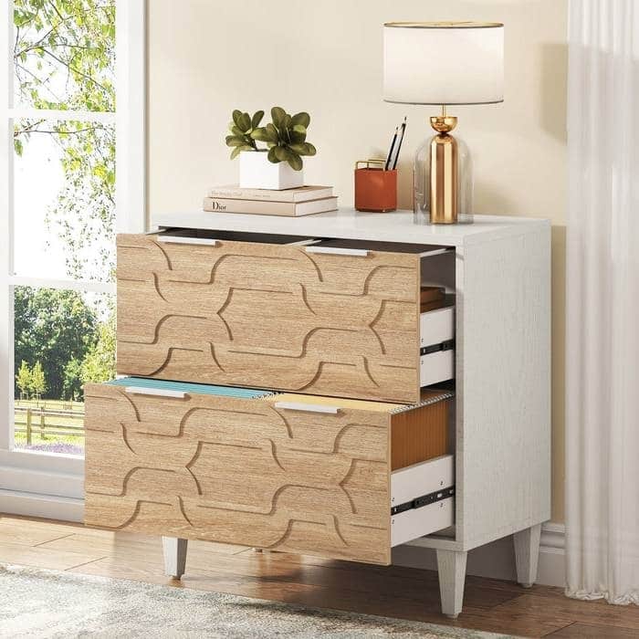 Particle Board 2-Drawer Filing Cabinet with Sturdy Legs
