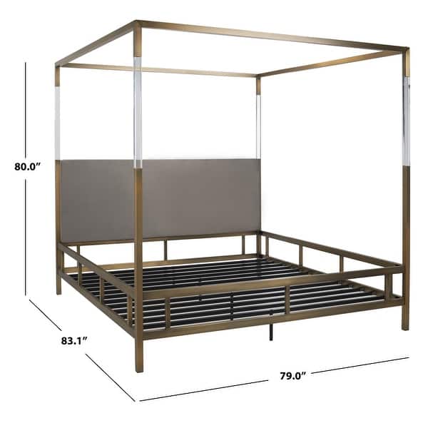 dimension image slide 0 of 3, SAFAVIEH Couture Dorothy Acrylic King-sized Canopy Bed