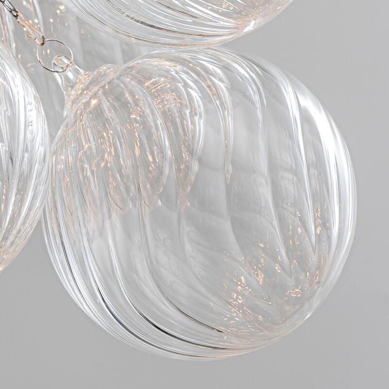 Starsky 8- Light 23in. Modern Glam Cluster Glass Bubble Chandelier with 28 Swirled Glass Globe Bubble