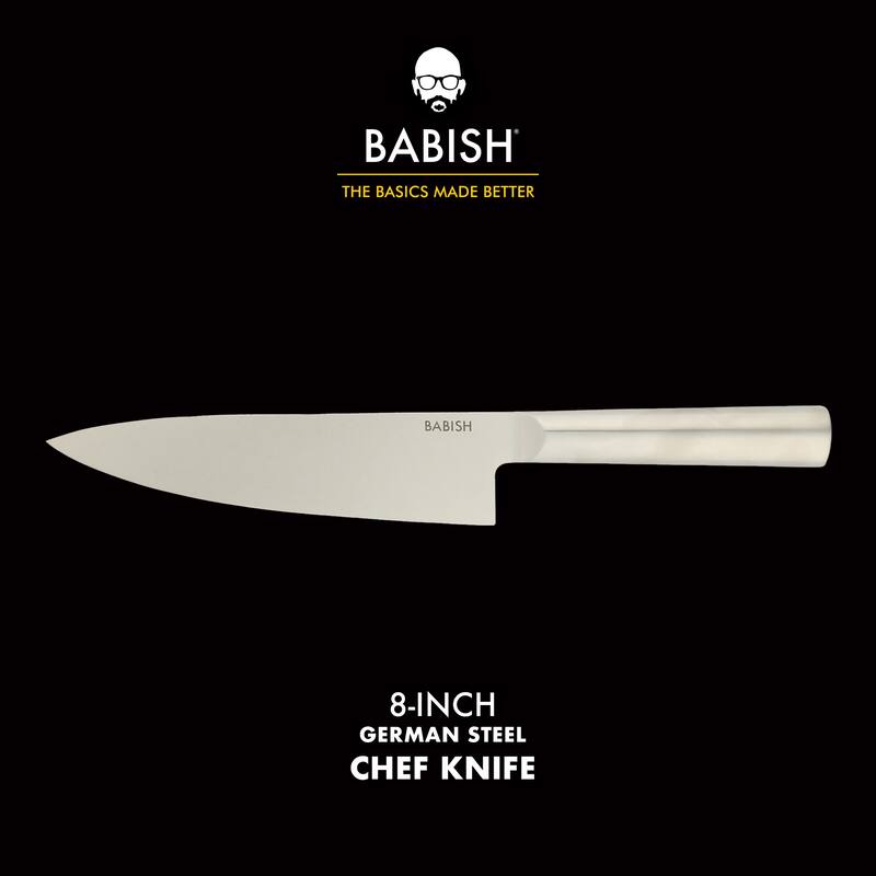 Babish High Carbon 1.4116 German Steel Full Tang 8-Inch Chef Knife - for Chopping, Slicing, Dicing & Everyday Prep