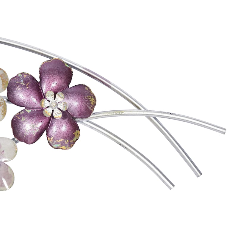 Metal Floral Wall Decor - Purple - Roche River Decor