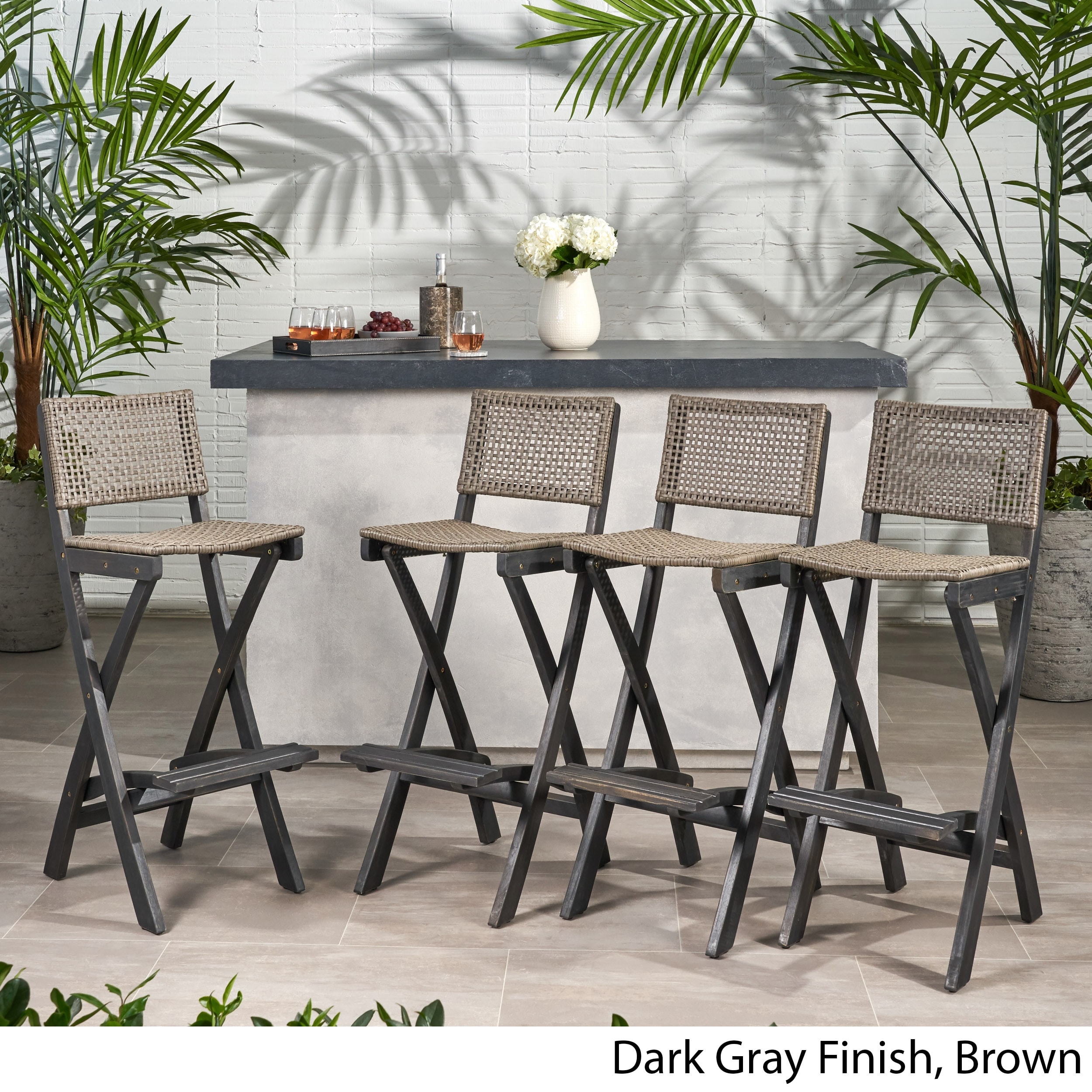 Folding wicker bar stools top