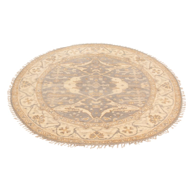 ECARPETGALLERY Hand-knotted Royal Oushak Grey Wool Rug - 6'0 x 6'0
