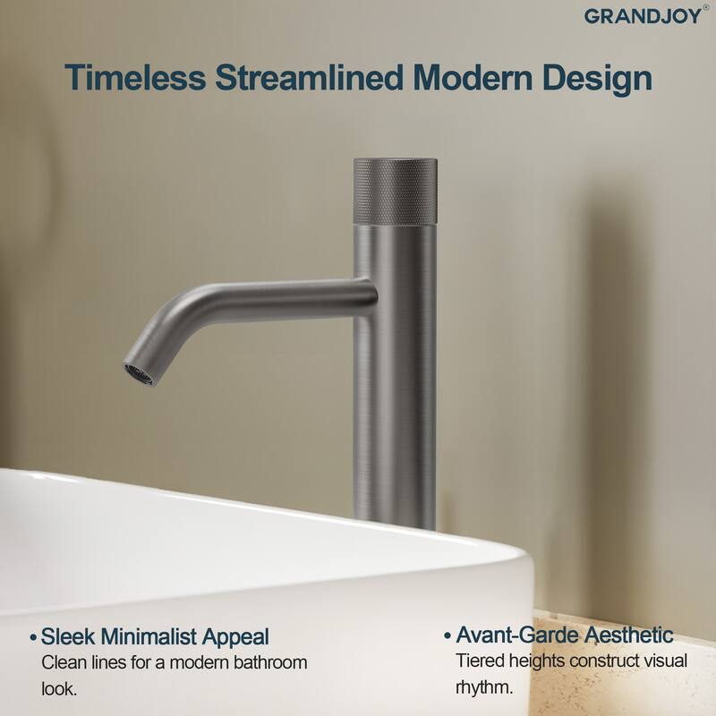 GRANDJOY 2-Pack Single Handle Vessel Sink Faucet with Pop-Up Drain, Mid-Arc Bathroom Design