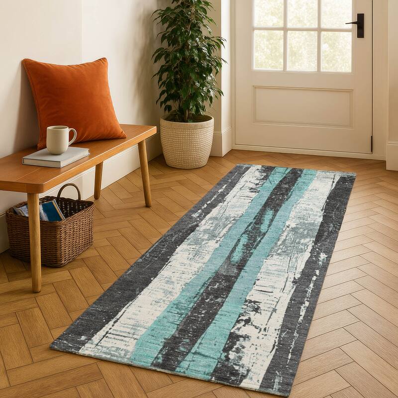 Premium Washable Super Soft Casual Contemporary Mayfield Rug - Teal - 2'3" x 7'6"