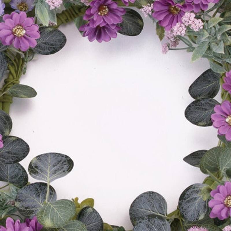 HomeRoots 22" Green And Purple Daisy And Thistle Artificial Wreath