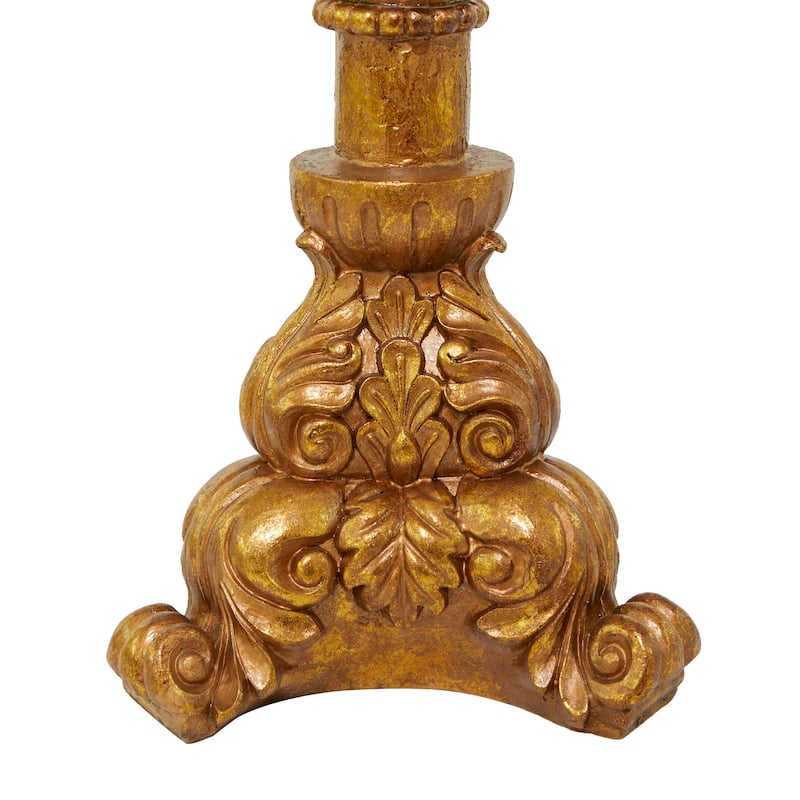Brass Polystone Traditional Candle Holder - 10 x 11 x 29