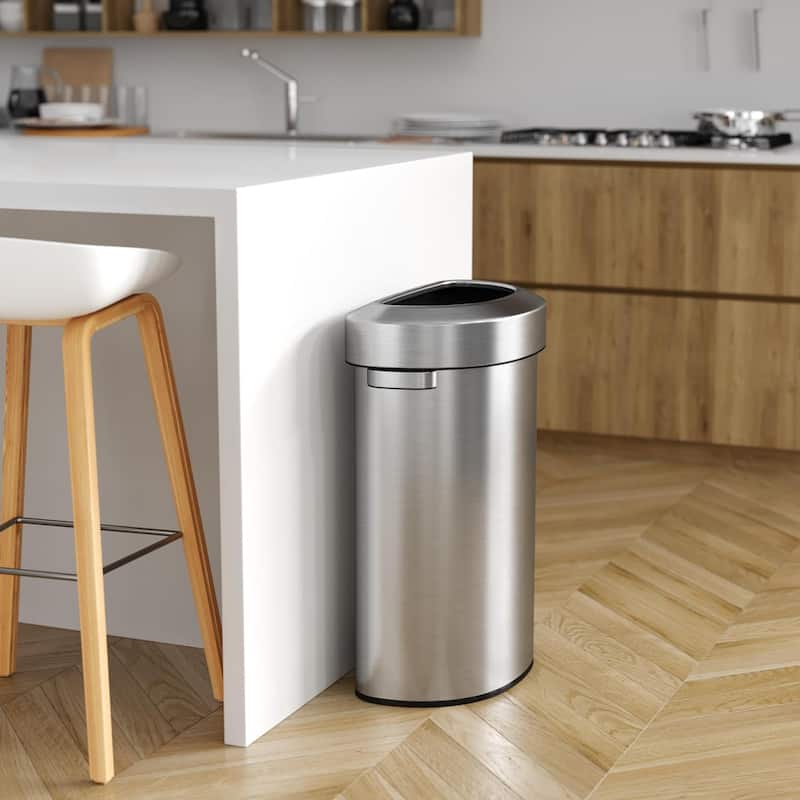 iTouchless 23 Gal Stainless Steel Semi-Round Open Top Trash Can