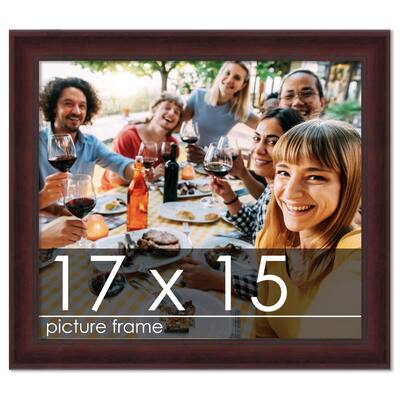 17x15 Contemporary Mahogany Complete Wood Picture Frame with UV Acrylic, Foam Board Backing, & Hardware