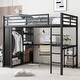 preview thumbnail 2 of 9, Black Full Loft Bed with Built-in Wardrobe, Desk, and Storage Shelves, Space-Saving Design