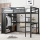 preview thumbnail 12 of 42, Loft Bed with Built-in Wardrobe, Desk, and Storage Shelves, Space-Saving Design Black - Full