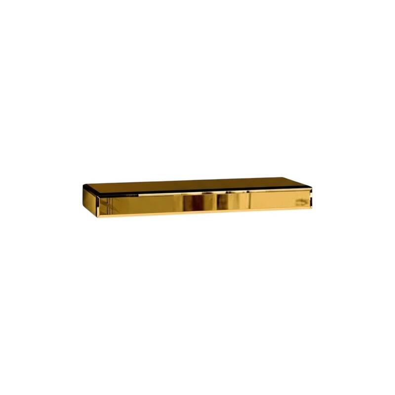 HomeRoots Set Of Three Gold Glass Wall Mounted Floating Shelves - 14.57 in. x 1.97 in. x 5.51 in.