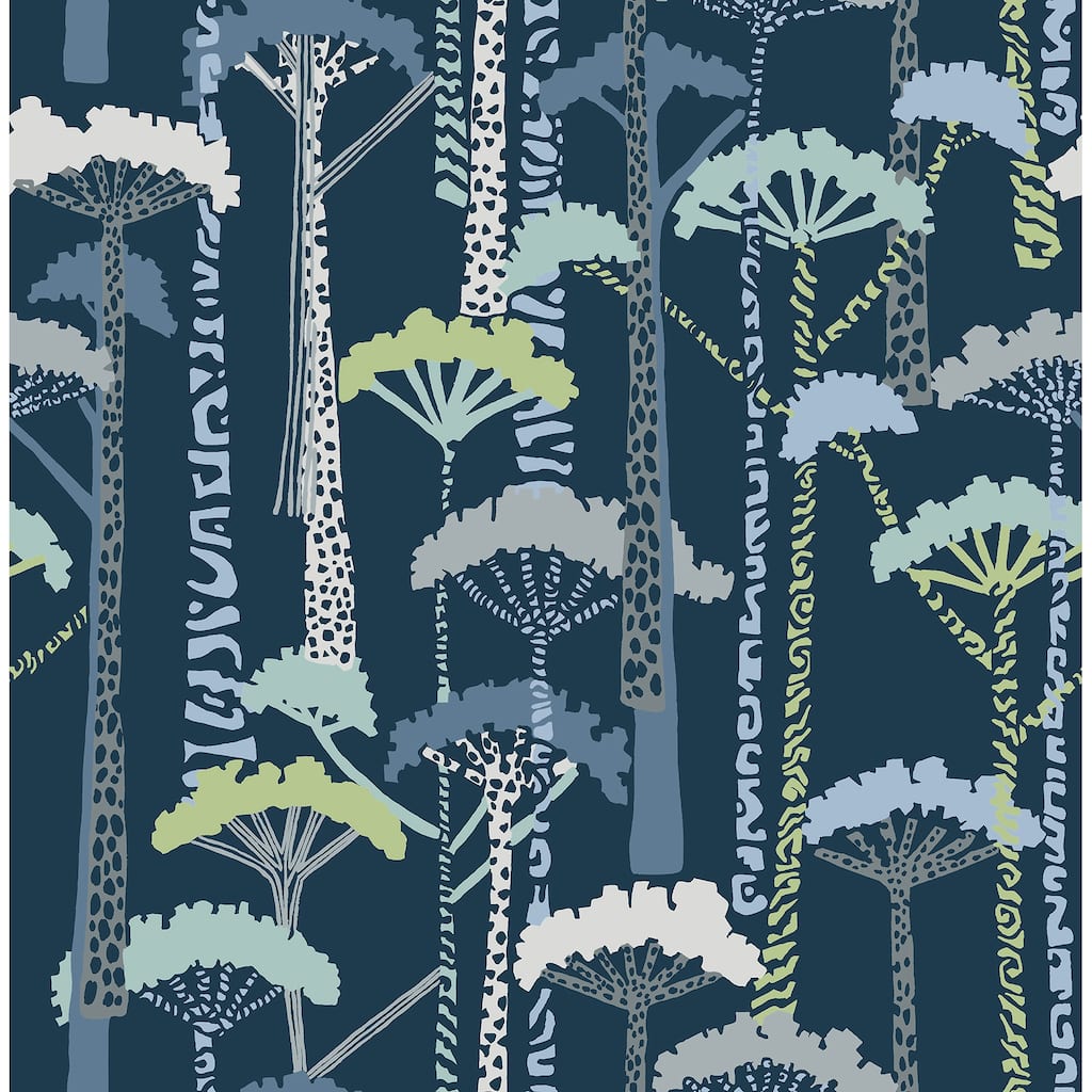 A-Street Prints Unify Indigo Forest Wallpaper
