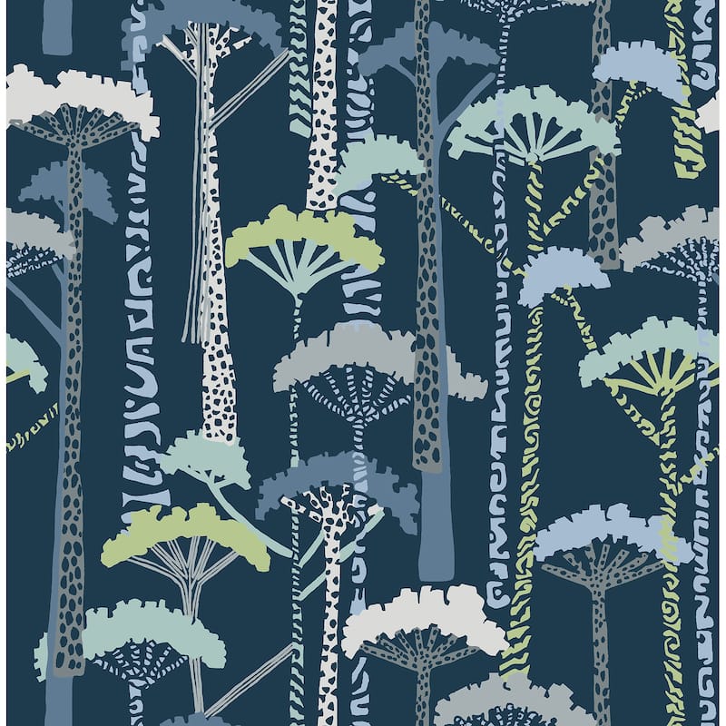 A-Street Prints Unify Indigo Forest Wallpaper