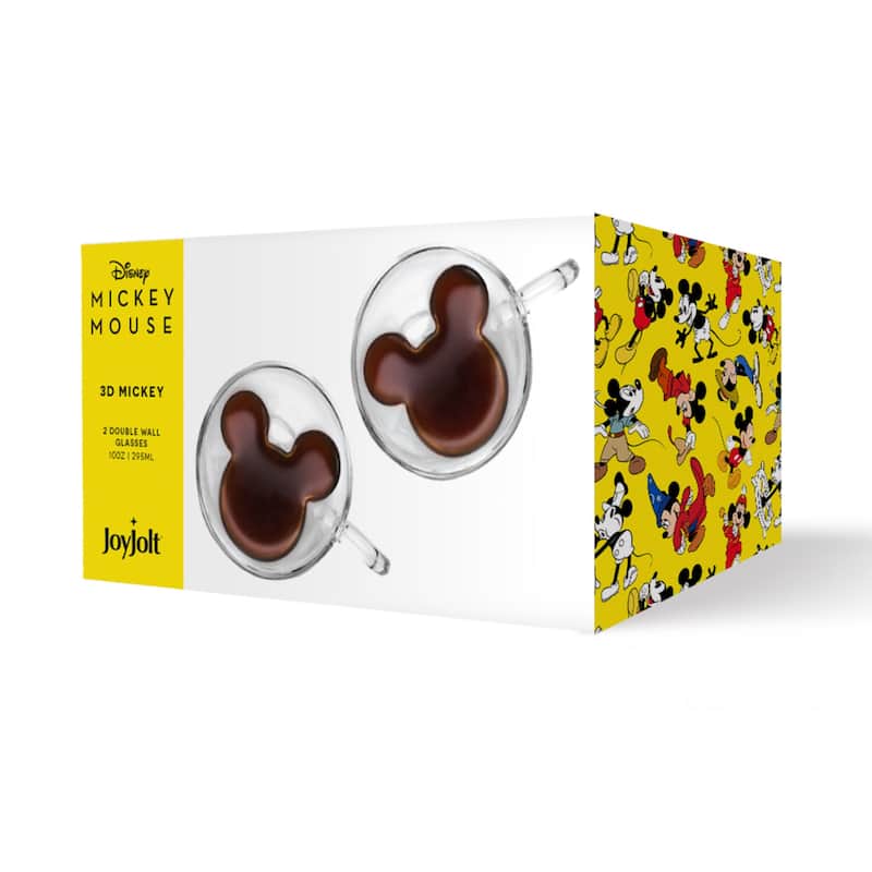 Disney Mickey 3D Double Wall Coffee Tea Mugs - 10 oz - Set of 2 - 10 oz