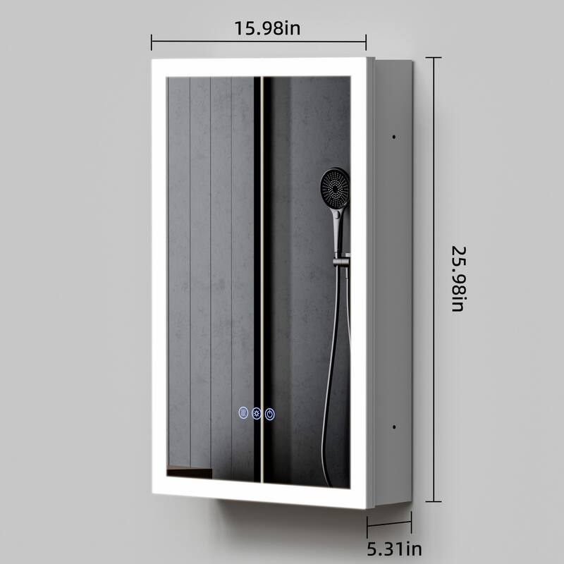 Modland LED Lighted Medicine Cabinet with Mirror Bathroom Mirror Cabinet with Lights Anti-Fog