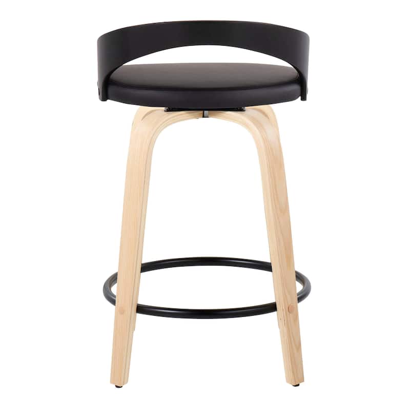 Carson Carrington Stavanger 24" Fixed-Height Counter Stool with Bent Wood Legs & Round Footrest (Set of 2)