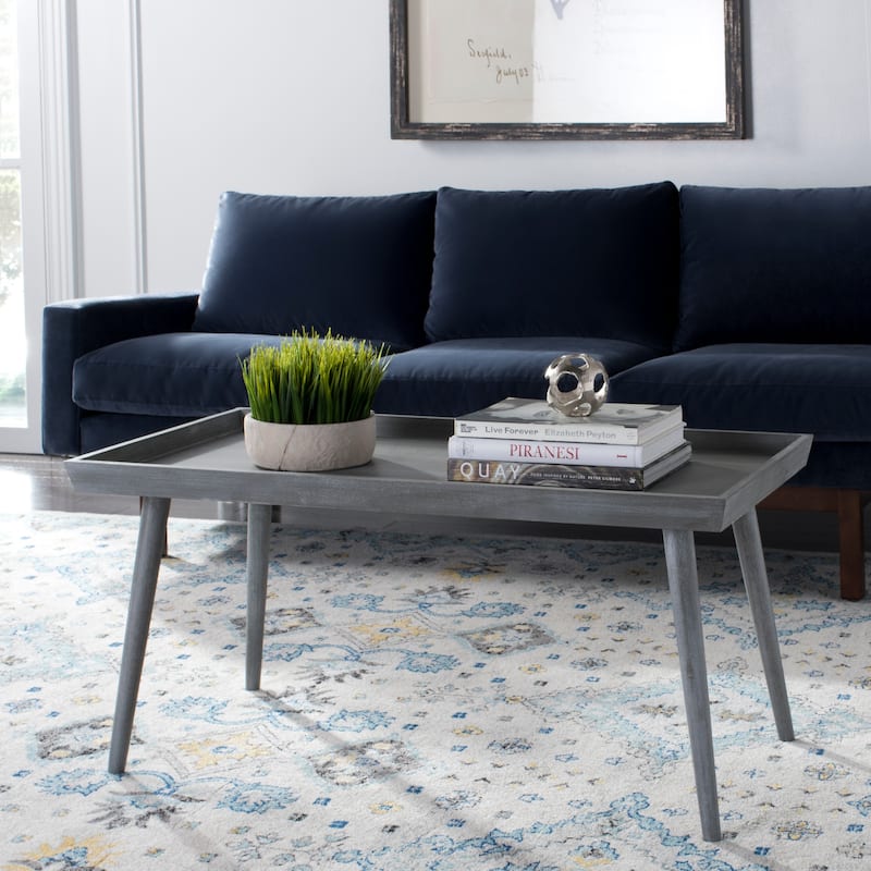 SAFAVIEH Parlee Antique White Coffee Table with Tray - 41.8" x 21.8" x 19" - 42"W x 22"D x 19"H