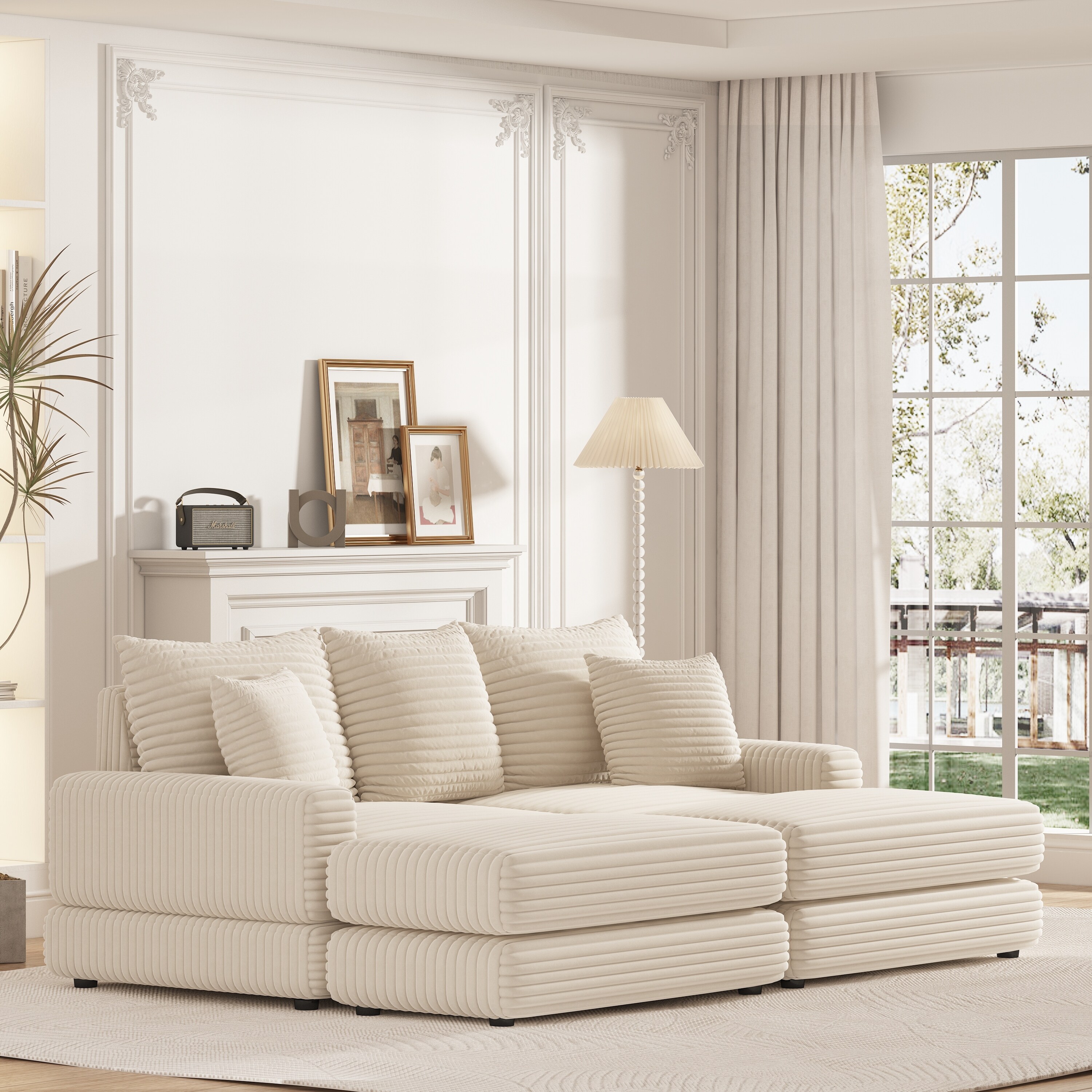 87.7 Upholstered Curved Sofa Couch With 5 Decorative Throw Pillows Bed Bath Beyond 40157855