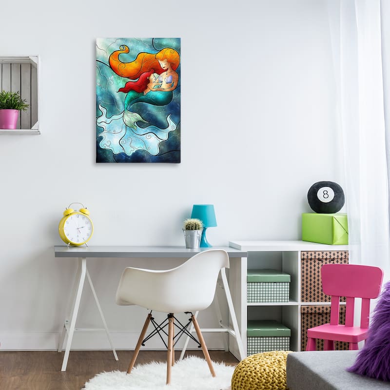 Stupell Mermaid & Child Stained Glass Style Canvas Wall Art Design By Mandie Manzano