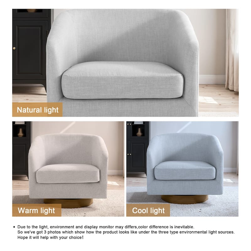 Faux Leather Wide Seat Swivel Barrel Chair