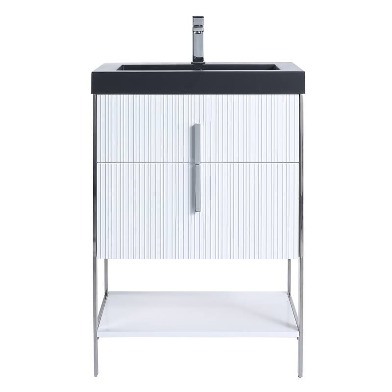 Fine Fixtures Serenity Modern Bathroom Vanity with Black Gel Acrylic Top