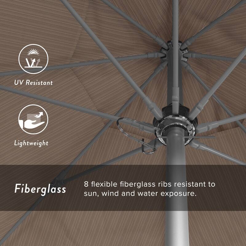 California Umbrella 7.5' Rd. Aluminum Frame, Fiberglass Rib Market Umbrella, Push Open,Anodized Silver Finish, Olefin Fabric