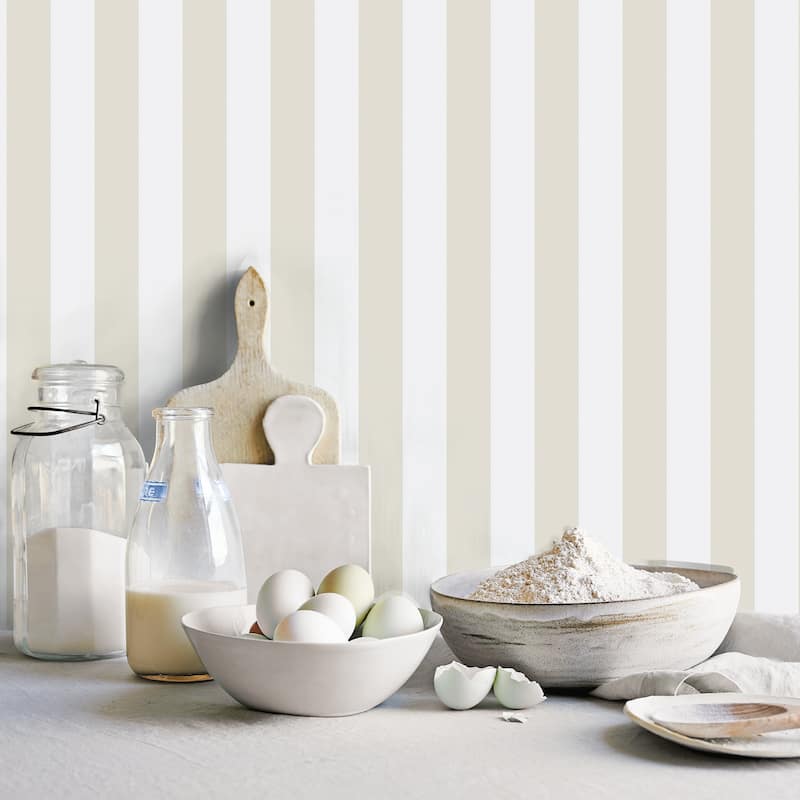 Galerie Wallcoverings Just Kitchens Awning Stripe Vinyl on Non-woven Matte Wallpaper Roll