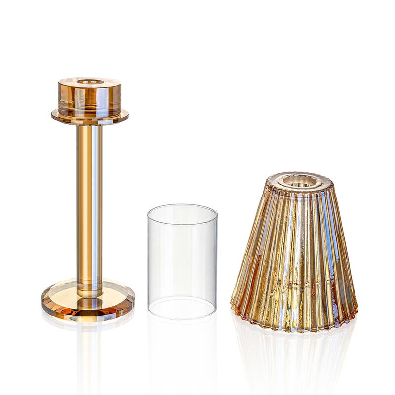 12 Inch Crystal Glass Candle Lamp with Stylish Glass Shade for Decor