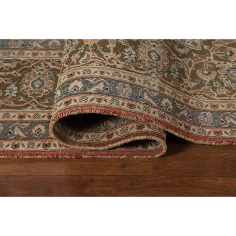 Traditional Mashad Persian Area Rug Hand-Knotted Wool Carpet - 9'10" x 11'11"