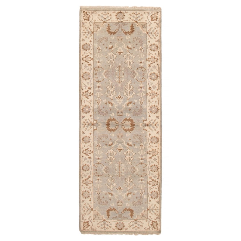 ECARPETGALLERY Hand-knotted Royal Oushak Light Grey Wool Rug - 2'9 x 7'11 - Light Grey - 2'9 x 7'11